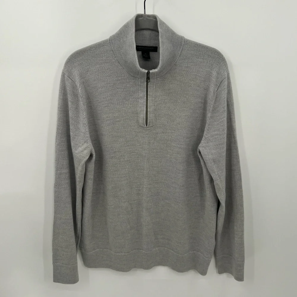 Banana Republic merino wool light gray 1/4 zip pullover